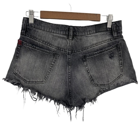 BDG Essential Mid Rise Distressed Black Cut Off Denim Shorts Size 28 - Picture 6 of 11